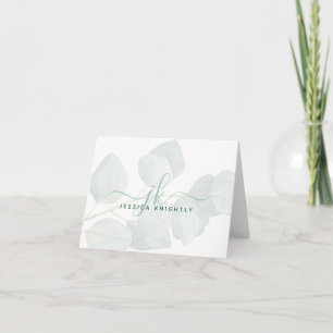 Elegant Eucalyptus Script Monogram Note Card