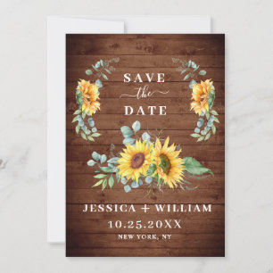 Elegant Eucalyptus Sunflower Floral Wedding Save The Date