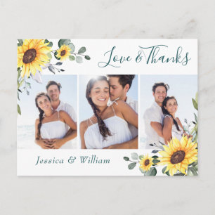 Elegant Eucalyptus Sunflowers PHOTO Thank You Postcard