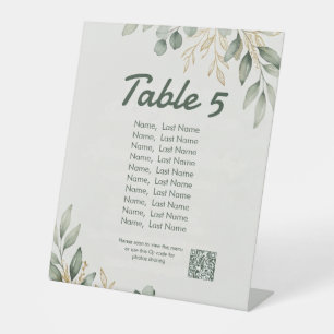 Elegant Eucalyptus  Table Number Pedestal Sign