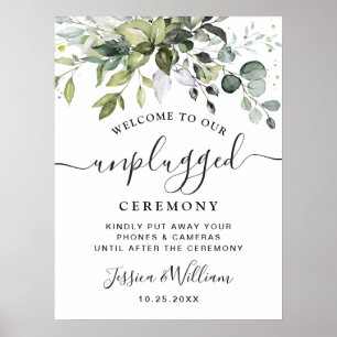 Elegant Eucalyptus Unplugged Wedding Ceremony Poster