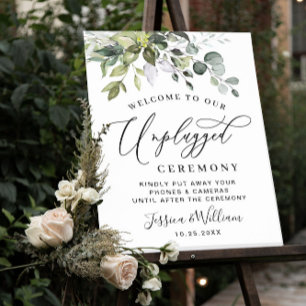 Elegant Eucalyptus Unplugged Wedding Ceremony Poster