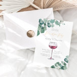 Elegant Eucalyptus Vino Before Vows Bridal Shower  Invitation<br><div class="desc">To change details,  click «Personalize». All elements adjustable. To move the text and image or change the size,  font or color,  click «Click to customize further».</div>