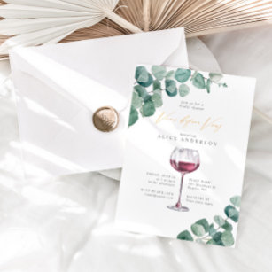 Elegant Eucalyptus Vino Before Vows Bridal Shower  Invitation