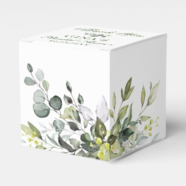Elegant Eucalyptus Watercolor Bridal Shower Favor Box (Front Side)