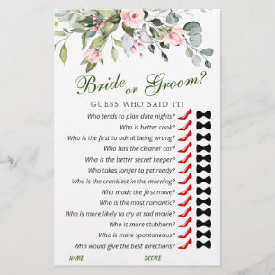 Elegant Eucalyptus Watercolor Bridal Shower Game