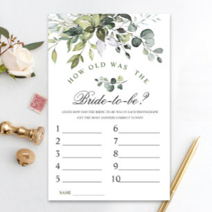 Elegant Eucalyptus Watercolor Bridal Shower Game