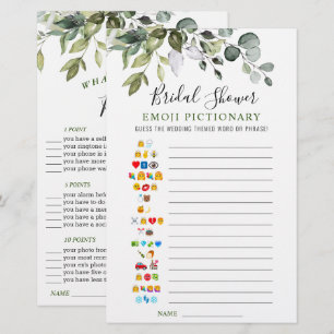 Elegant Eucalyptus Watercolor Bridal Shower Game