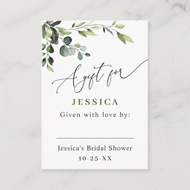 Elegant Eucalyptus Watercolor Display Shower Enclosure Card (Front)