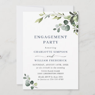 Elegant Eucalyptus Watercolor ENGAGEMENT PARTY Invitation