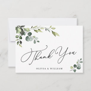 Elegant Eucalyptus Watercolor Floral QR Thank You Card