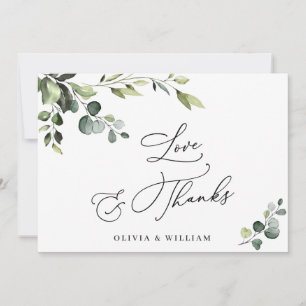 Elegant Eucalyptus Watercolor Floral Thank You Card