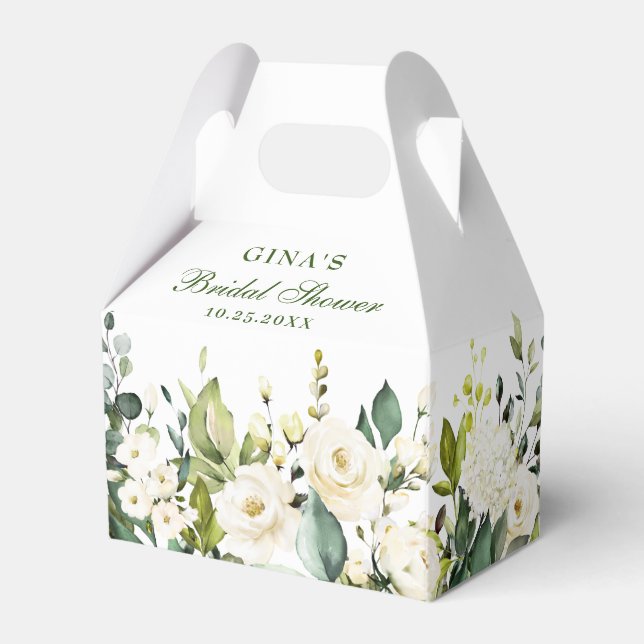 Elegant Eucalyptus Watercolor Greenery Favor Box (Back Side)