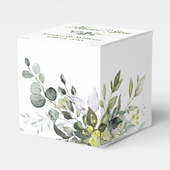Elegant Eucalyptus Watercolor Greenery Wedding Favor Box (Front Side)