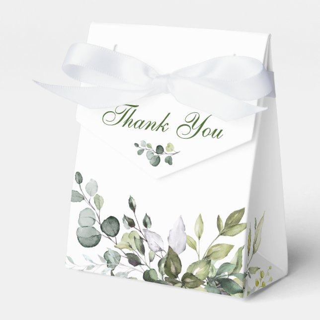Elegant Eucalyptus Watercolor Greenery Wedding Favor Box (Front Side)