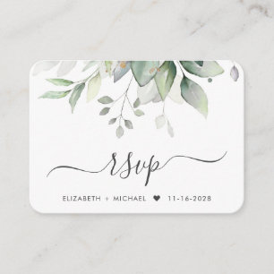 Elegant Eucalyptus Watercolor QR Code Wedding RSVP Enclosure Card