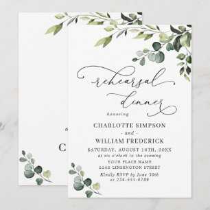 Elegant Eucalyptus Watercolor REHEARSAL DINNER Invitation