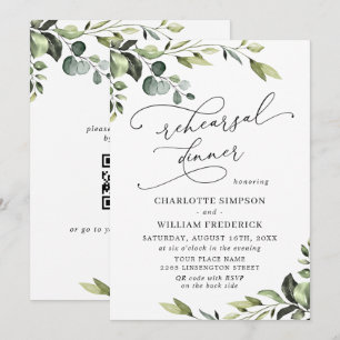 Elegant Eucalyptus Watercolor REHEARSAL DINNER Invitation