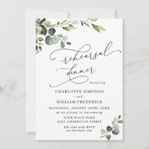 Elegant Eucalyptus Watercolor REHEARSAL DINNER Invitation