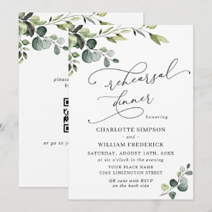 Elegant Eucalyptus Watercolor REHEARSAL DINNER Invitation