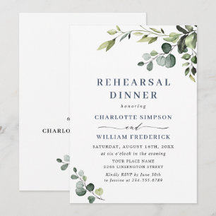 Elegant Eucalyptus Watercolor REHEARSAL DINNER Invitation