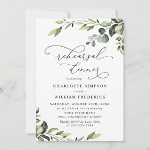 Elegant Eucalyptus Watercolor REHEARSAL DINNER Invitation