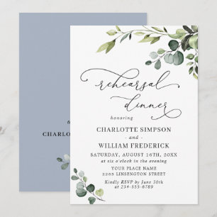Elegant Eucalyptus Watercolor REHEARSAL DINNER Invitation