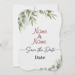 Elegant Eucalyptus Watercolor "Save the Date" Card