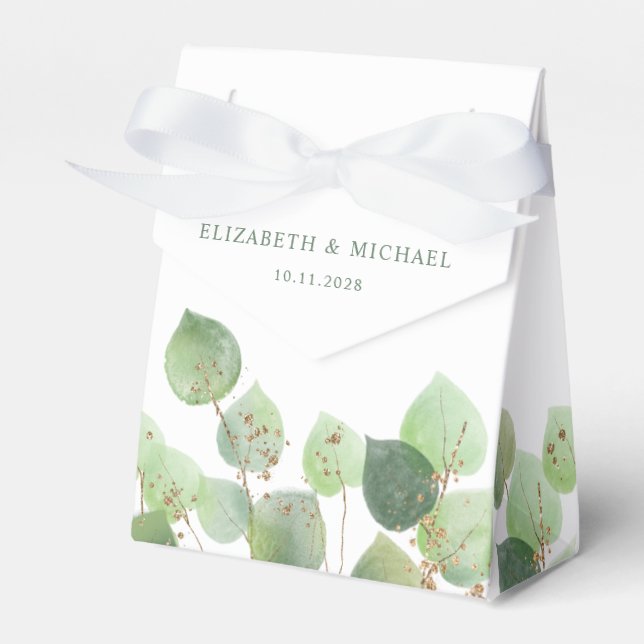 Elegant Eucalyptus Watercolor Thank You Wedding Favor Box (Front Side)
