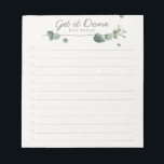 Elegant Eucalyptus Watercolor To-Do List Notepad<br><div class="desc">Keep track of your to-do list with this personalized notepad. The design features a eucalyptus branch watercolor at the top,  a customizable header that reads "Get it Done" beneath you can add your name or monogram and 12 lines to add your tasks and check them off.</div>