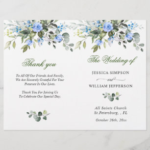 Elegant Eucalyptus Watercolor Wedding Program