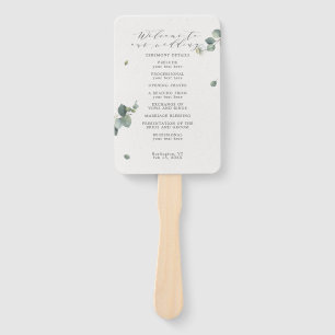 Elegant Eucalyptus Watercolor Wedding Program Hand Fan