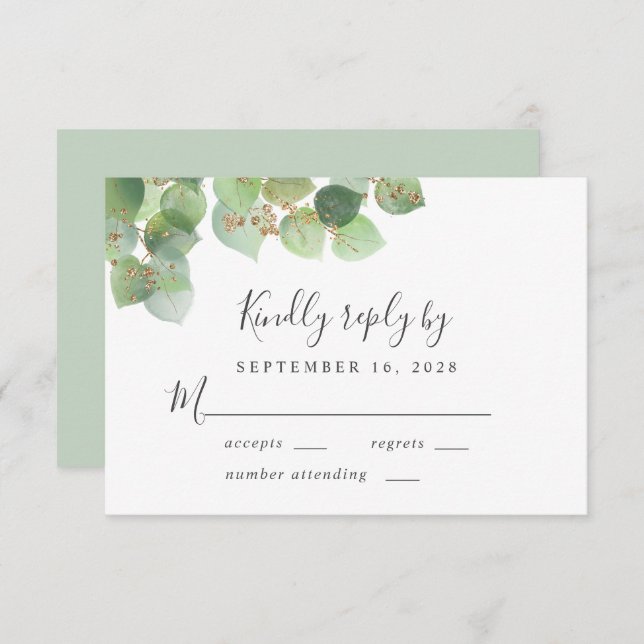 Elegant Eucalyptus Watercolor Wedding RSVP Card (Front/Back)