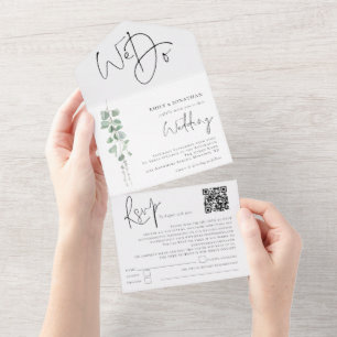 Elegant Eucalyptus We Do QR Code Wedding All In One Invitation