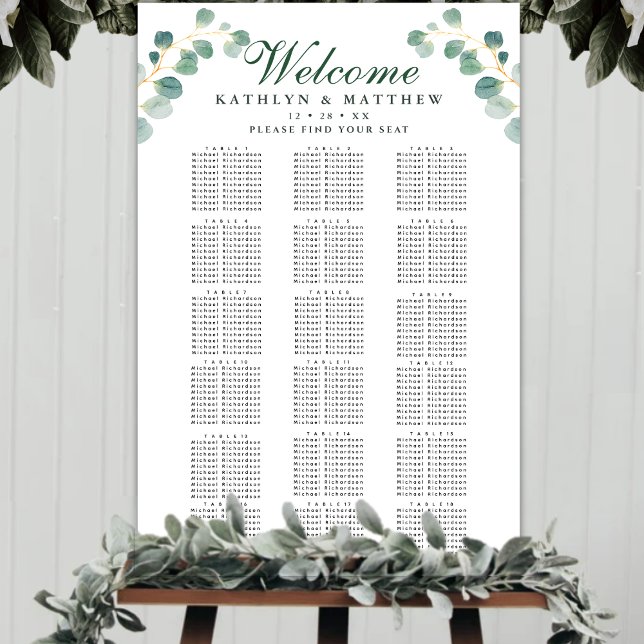 Elegant Eucalyptus Wedding 18 Table Seating Poster (Creator Uploaded)