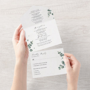Elegant Eucalyptus Wedding All In One Invitation