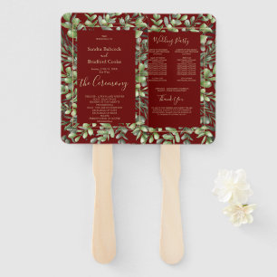 Elegant Eucalyptus Wedding Ceremony Program   Hand Fan