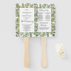 Elegant Eucalyptus Wedding Ceremony Program Hand Fan