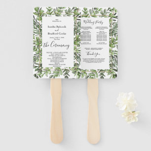 Elegant Eucalyptus Wedding Ceremony Program Hand Fan