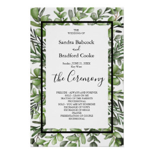 Elegant Eucalyptus Wedding Ceremony Program Hand Poster