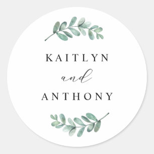 Elegant Eucalyptus Wedding Classic Round Sticker