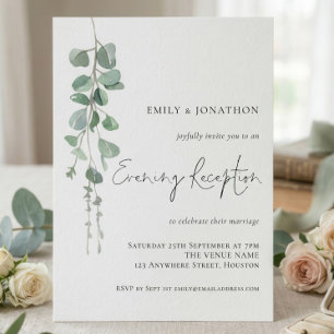 Elegant Eucalyptus Wedding Evening Reception Invitation