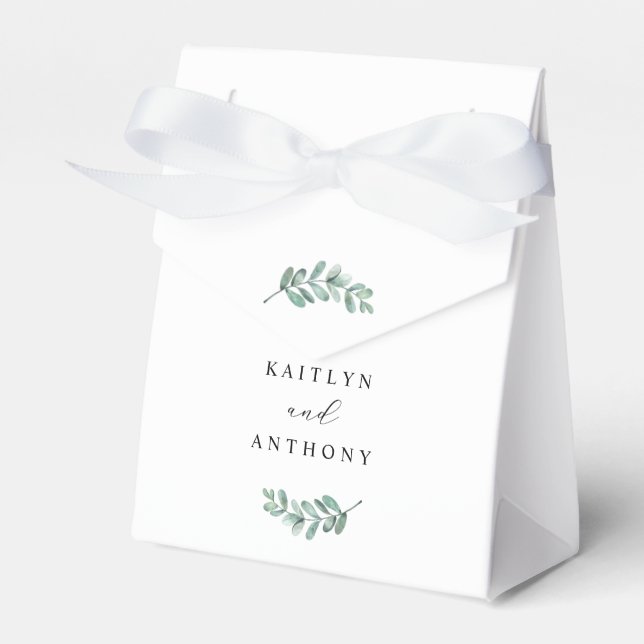 Elegant Eucalyptus Wedding Favor Box (Front Side)