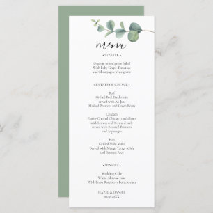 Elegant Eucalyptus Wedding  Menu Card