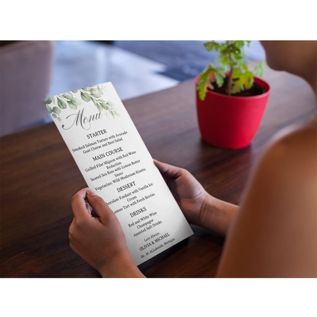 Elegant Eucalyptus Wedding Menu Card (Creator Uploaded)