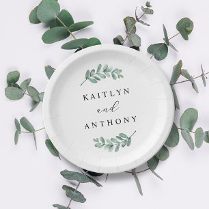 Elegant Eucalyptus Wedding Paper Plate