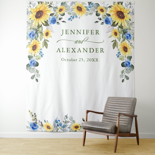 Elegant Eucalyptus Wedding Photo Booth Backdrop Tapestry (In Situ)