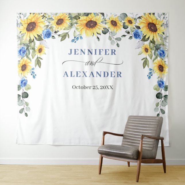 Elegant Eucalyptus Wedding Photo Booth Backdrop Tapestry (In Situ (Horizontal))