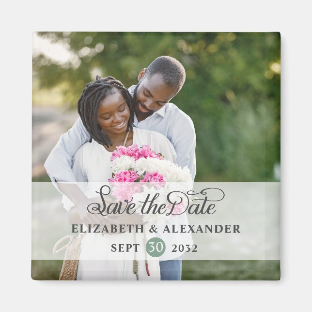 Elegant eucalyptus wedding photo save the date  magnet (Front)