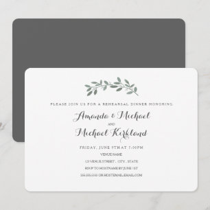 Elegant Eucalyptus Wedding Rehearsal Dinner Invitation